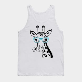 Giraffe Spirit Animal Trendy Funny Face With Glasses In Zoo Tank Top